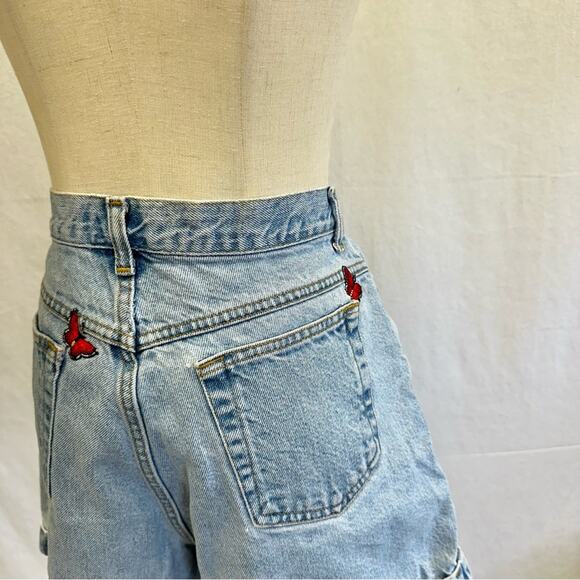 Vintage 90s JG Hook denim jean mom shorts butterfly patches 100% cotton size 14 - Picture 6 of 15